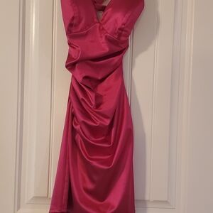B Darlin Fuchsia Satin Mini Dress